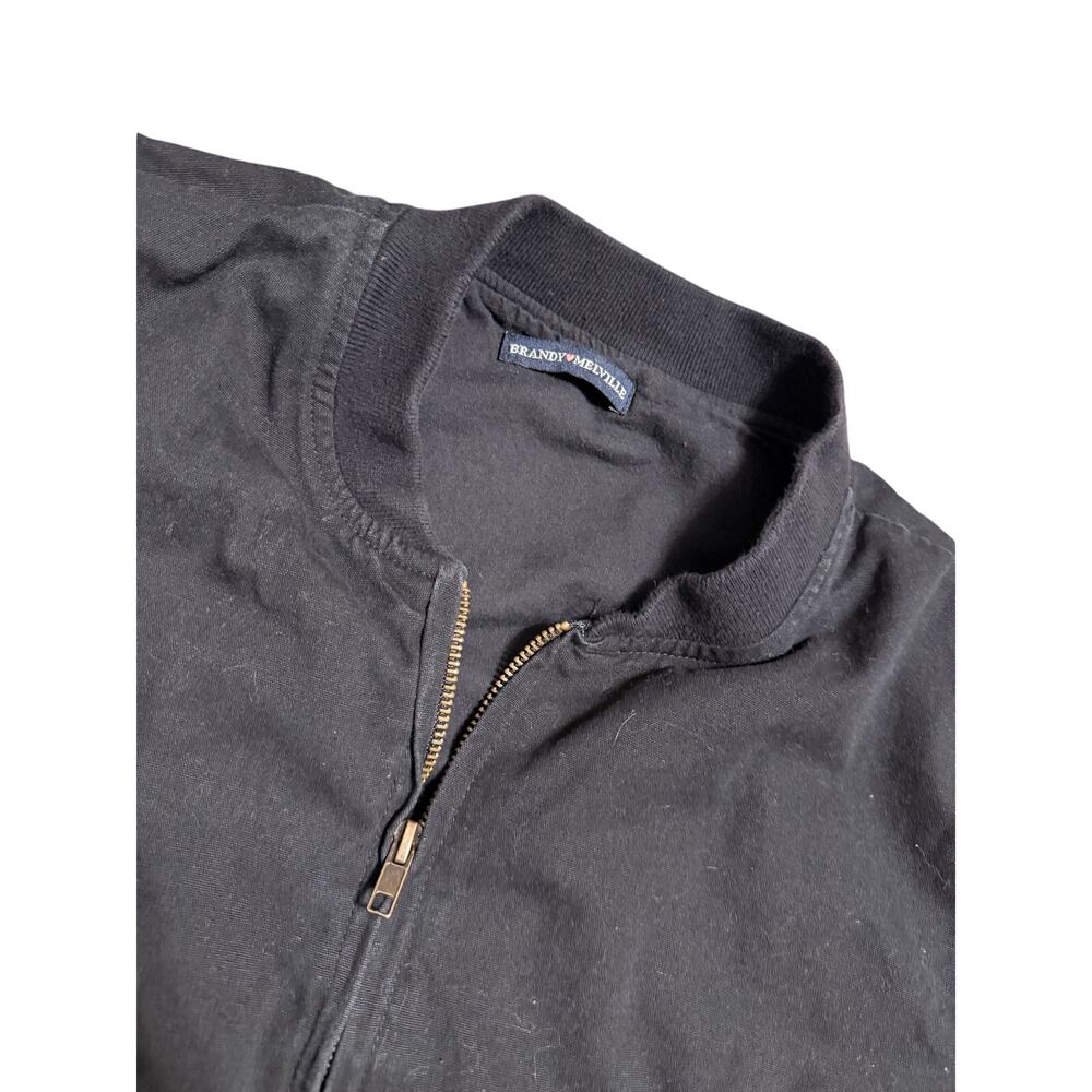 Brandy Melville Kasey Black Cotton Bomber Jacket OS - Picture 3 of 4